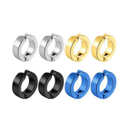 ZAKOL 2Pcs Set Non Piercing Ear Clip Earrings For Men Circle Round Punk Rock Style Stainless Steel Jewelry Gift
