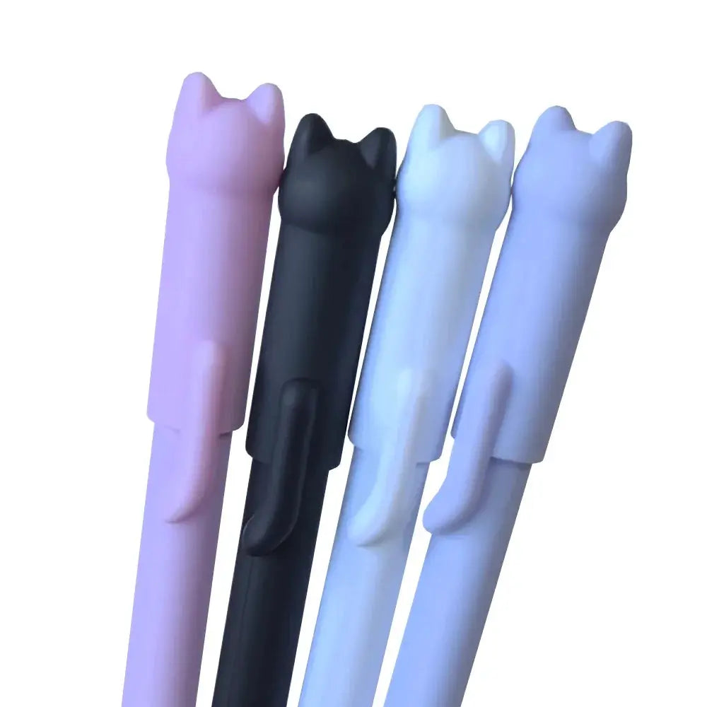 Simples Market 4-piece cat-shaped gel pen set, pastel colors, 0.5mm erasable, washable ink