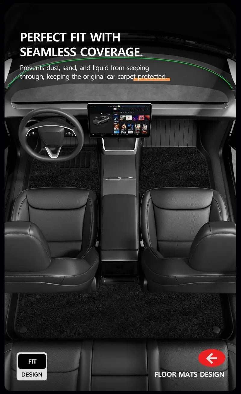 NovaAcc all-weather floor mats for Tesla Model Y/Model 3, black TPE trunk and cabin mats