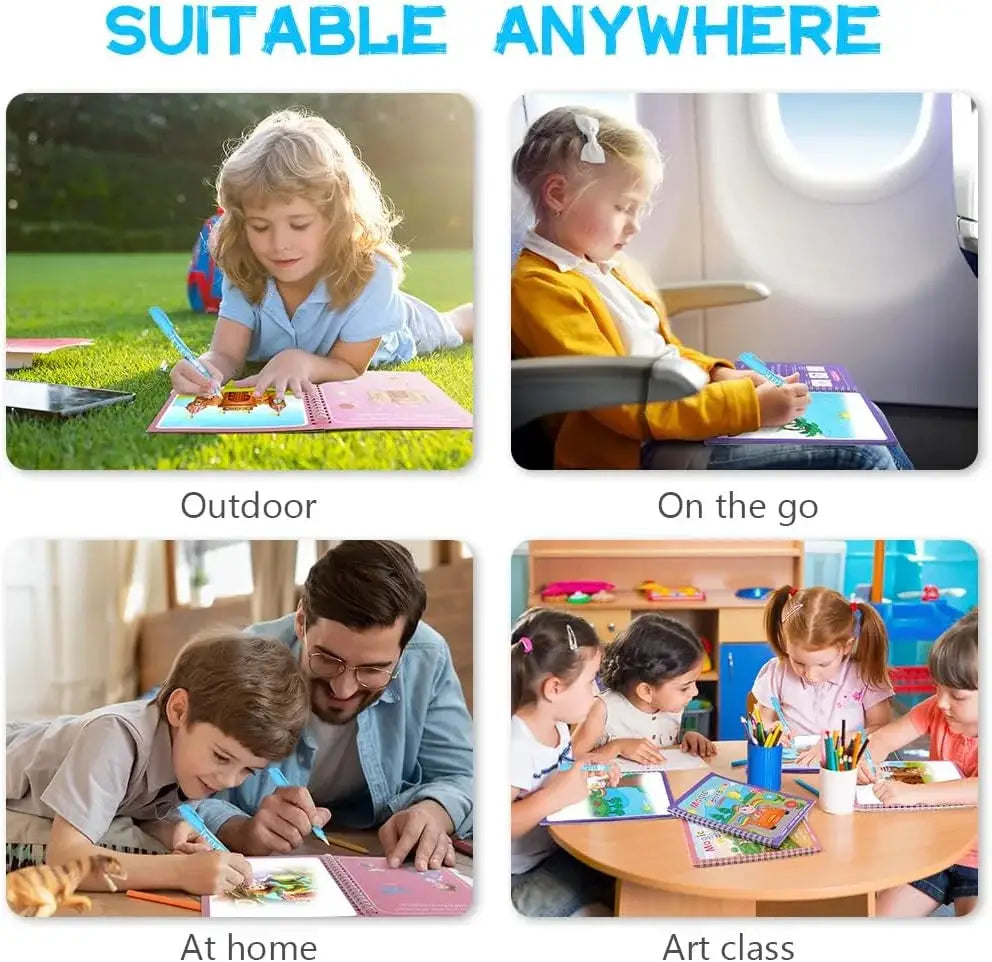 Reusable Water Drawing Book Mess Free Magic Painting Pad With Refillable Water Pen For Kids Learning Educational Toy