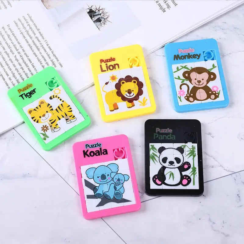 Six Piece Random Number Puzzle Toy For Early Education With Sliding Mechanism Animal Theme Jigsaw Gift