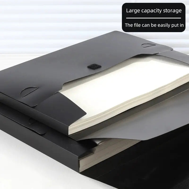 Simples Market A3 document file boxes, black foldable plastic with buckle, large capacity, 2-pack