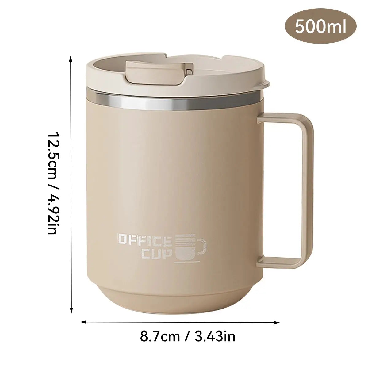 Double Wall Insulated 304 Stainless Steel Coffee Mug With Handle Leak Proof 500ml 16oz Drinkware For Adults And Students
