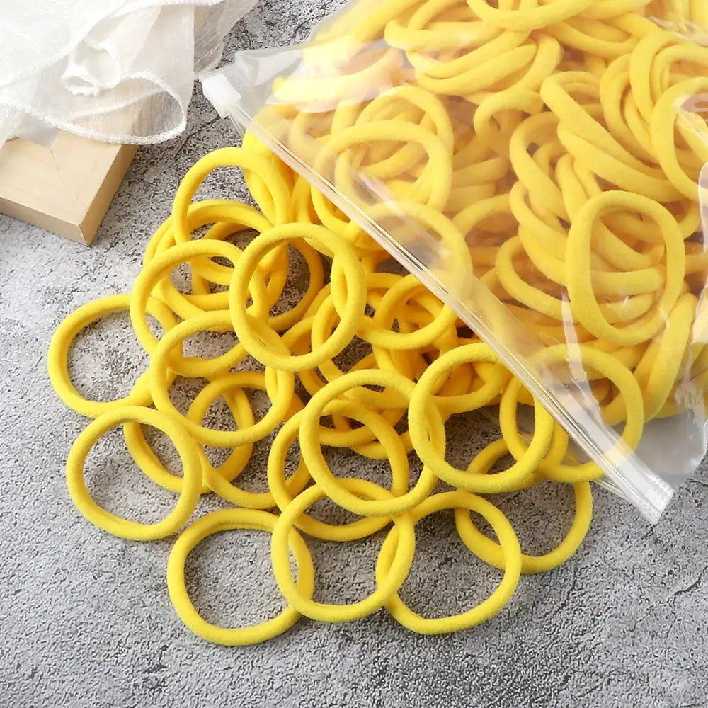 NovaHair 50 Pcs Mixed Colors Hair Bands 4 Cm Elastic Hair Ties Ponytail Holders Gentle Hold For Everyday Ponytails