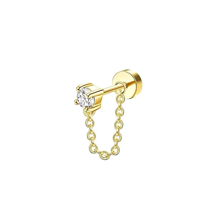 Bobisty 1pc Surgical Stainless Steel Earrings Dainty Flat Back Stud Hoop Cartilage For Sensitive Ears Women
