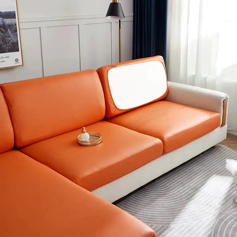 Corner sofa cover orange PU waterproof slipcover with elastic stretch by Simples Market