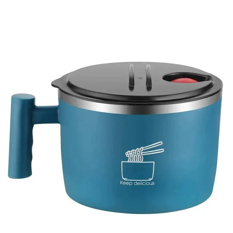 Stainless Steel Noodle Bowl With Lid Sealed Portable Drain Bowl