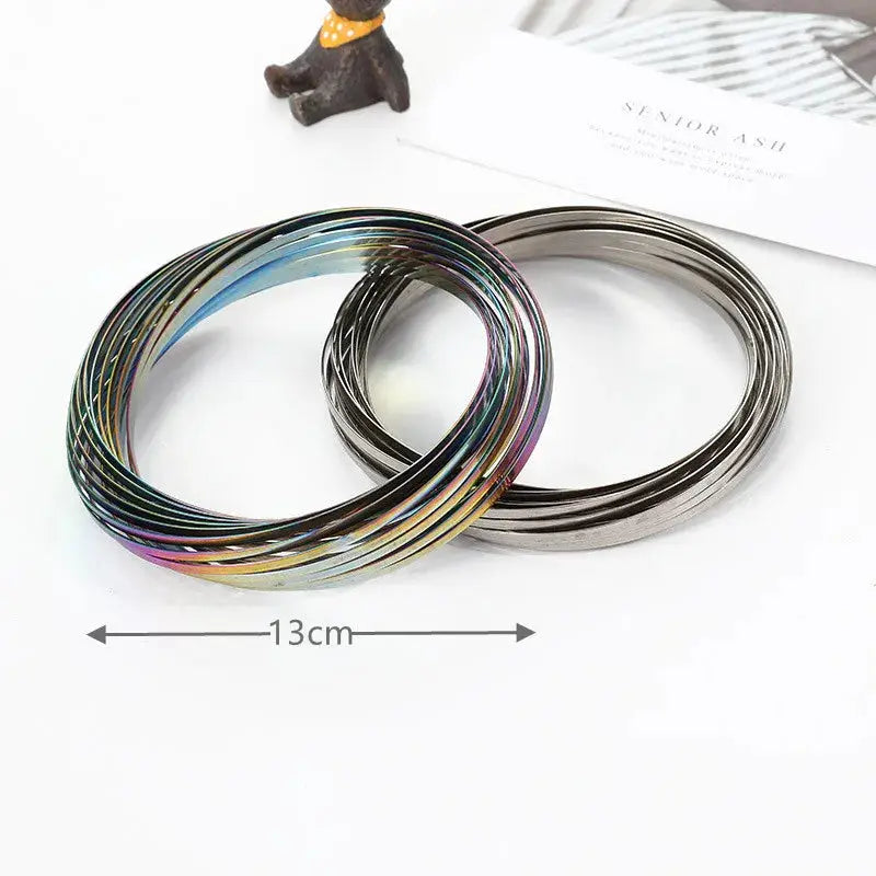 Decompression Magic Bracelet Flow Ring Anti Stress Kinetic Spring Stainless Steel 3D Shaped Sensory Color Rings