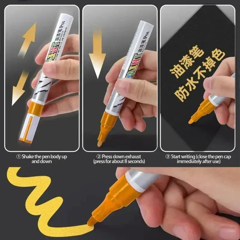 Car Paint Scratch Repair Brush Pen Waterproof Marker For Auto Finishes Minor Scratches Black White Red Silver