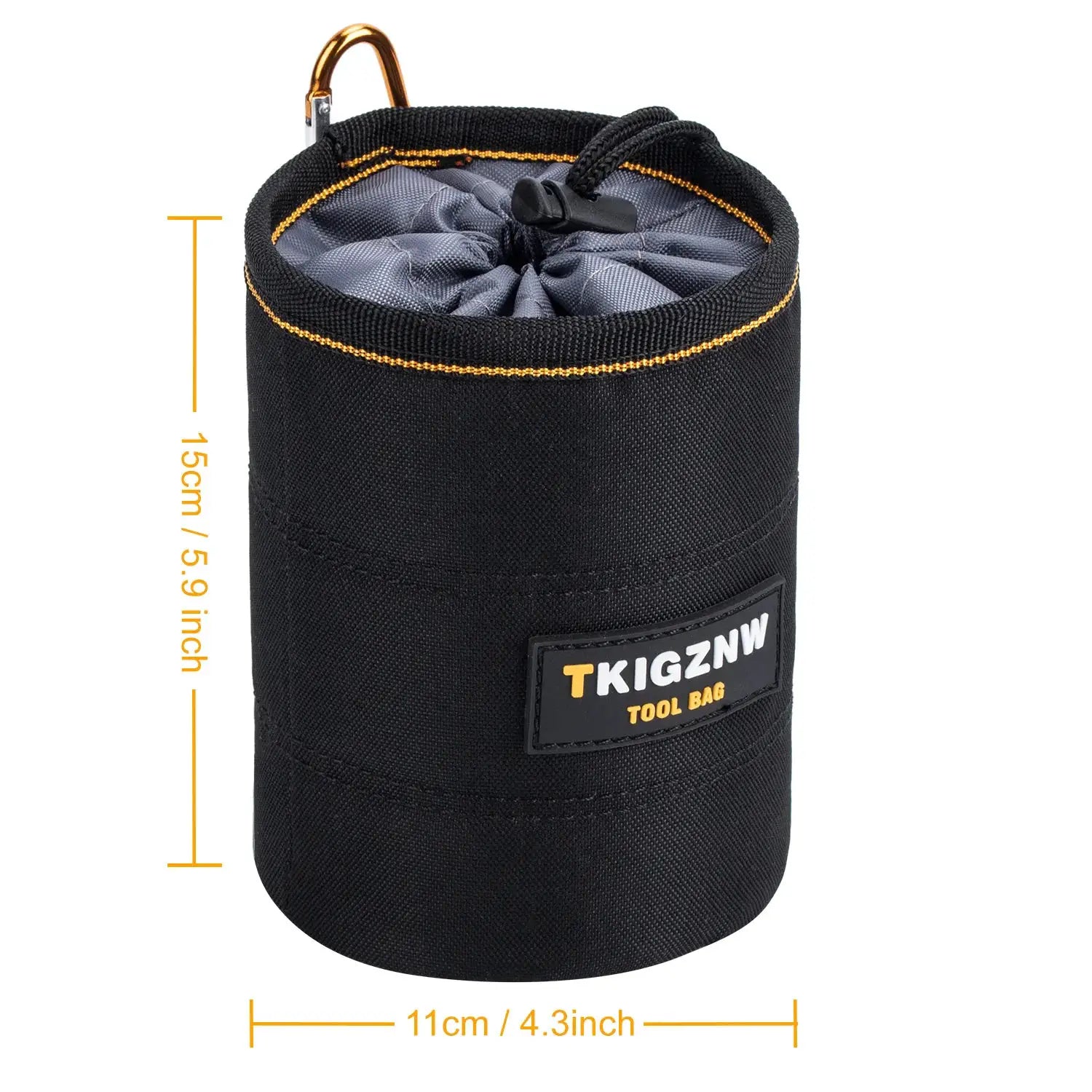 TKIGZNW tool pouch for nails and screws, black with belt clip