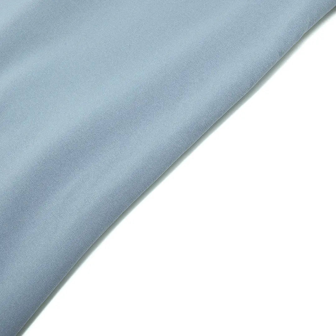 Men's cycling jersey fabric swatch in light blue, smooth knit texture