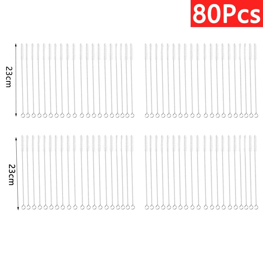 80-piece stainless steel straw and pipe cleaning brush set, Simples Market