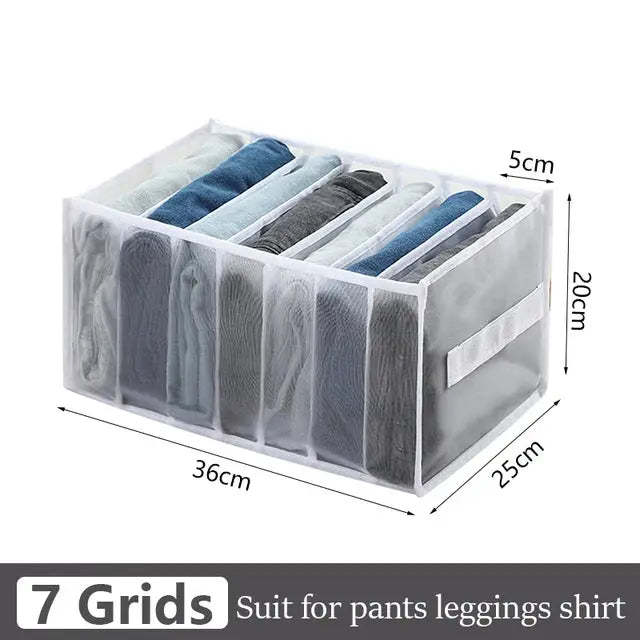 7-grid closet organizer for underwear and socks; foldable drawer divider, white mesh, Simples Market