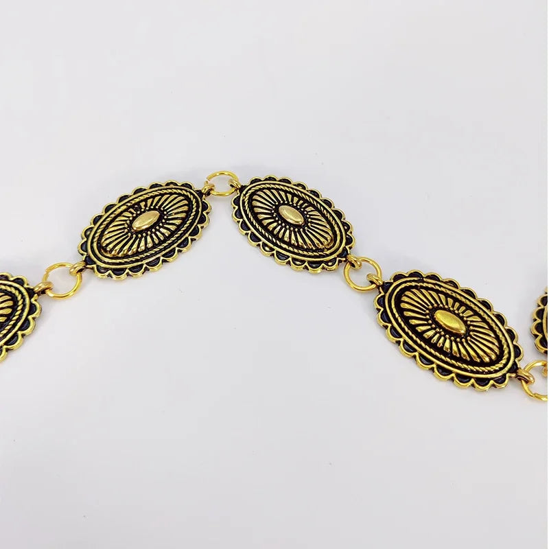 BohoLux Ethnic Waist Chain Belt For Women Bohemian Metal Belt Dress Accessory Retro Look