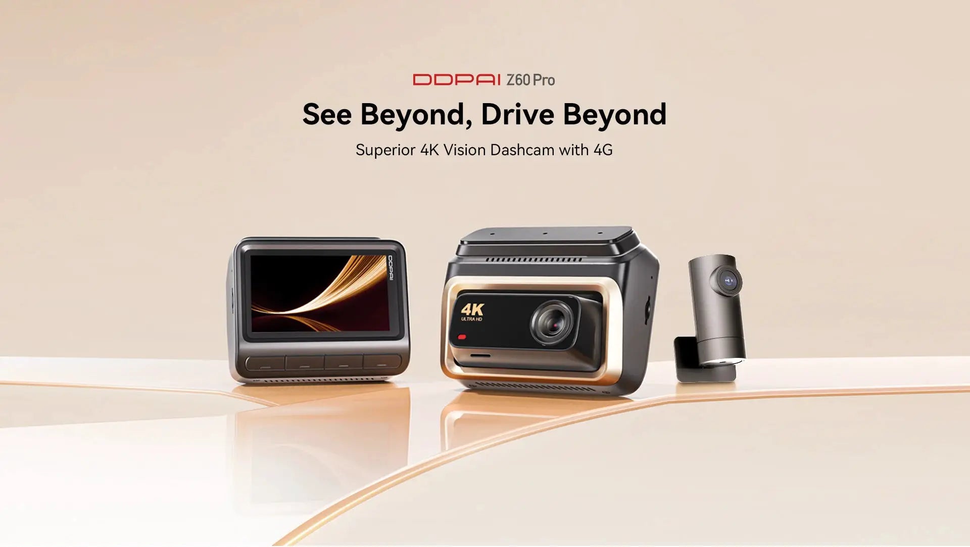 DDPAI Z60 Pro 4K dash cam bundle with front GPS car camera and compact rear camera