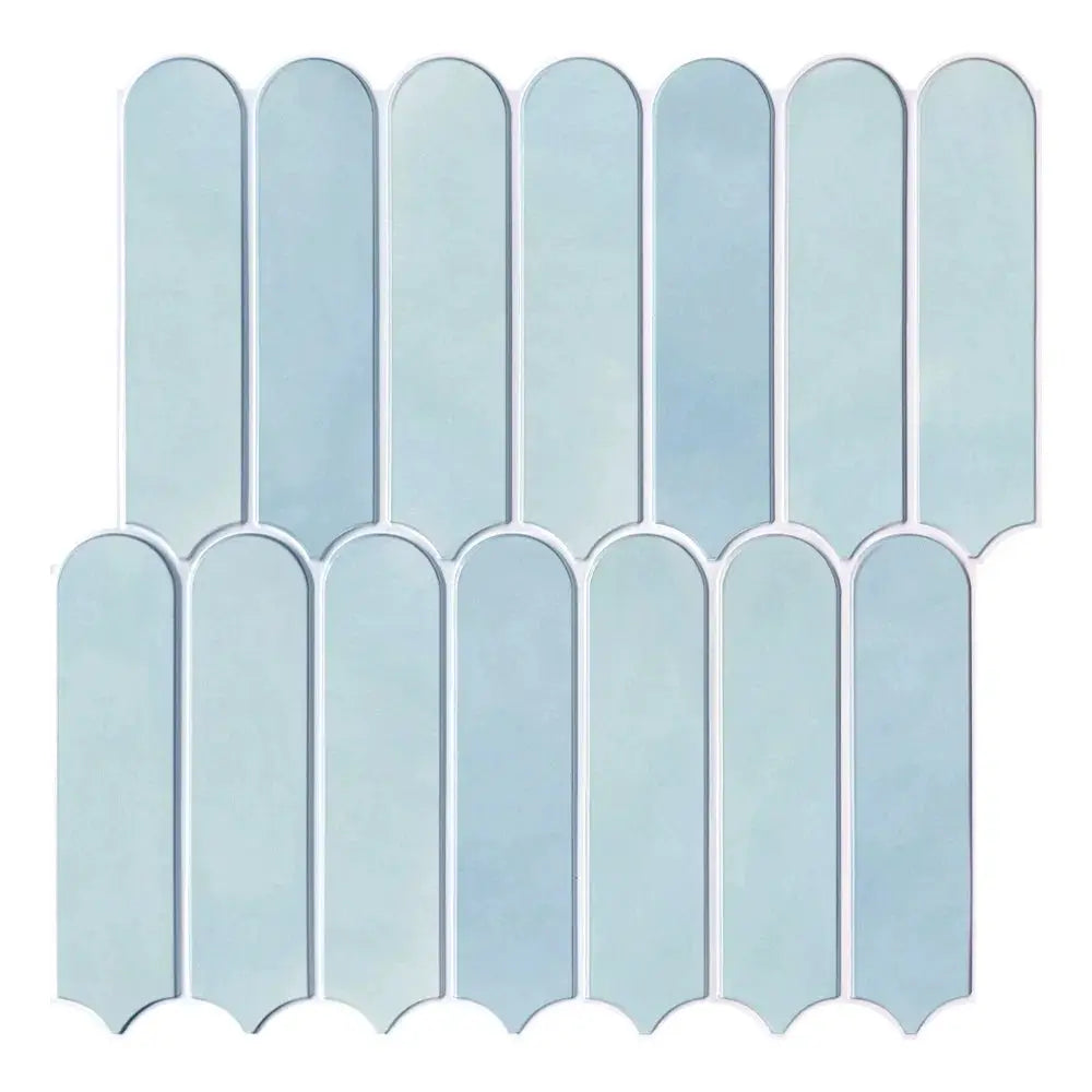Fish-scale tile stickers set, 10 pcs, Simples Market green 3D self-adhesive backsplash tiles, 30x30cm