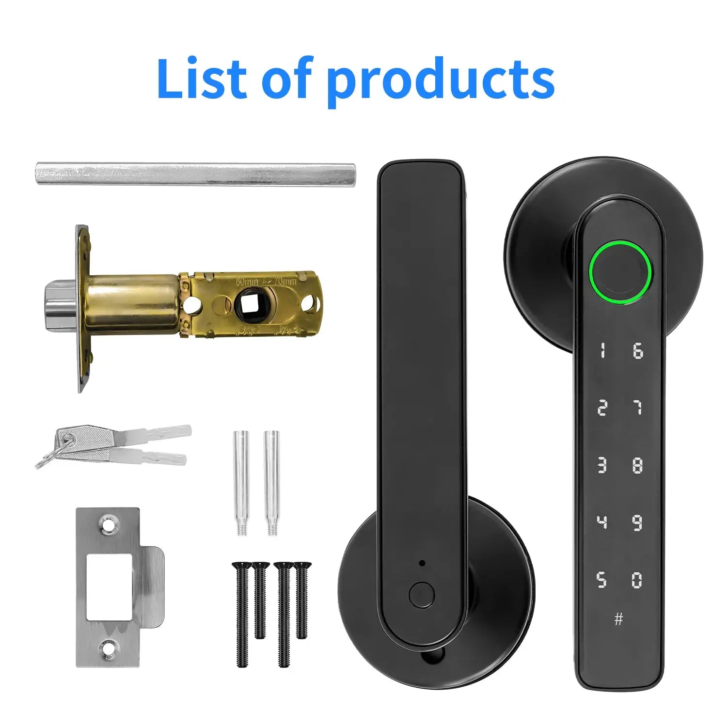 Smart door lock with fingerprint keypad; Simples Market Tuya Bluetooth biometric lock set