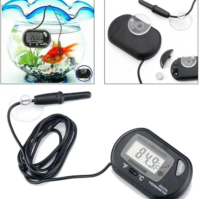 Digital Aquarium Thermometer With Probe Suction Cup For Fish Tank Water Temperature Measurement