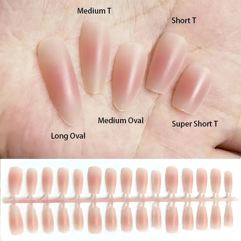 GlamNail Matte Nude Press On Nails Full Cover Easy Quick Extension 30 Piece Set For At Home Manicure