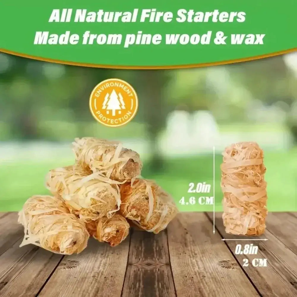 Natural Wax Pine Fire Starter Sticks by Simples Market; beige wood-shaving bundles