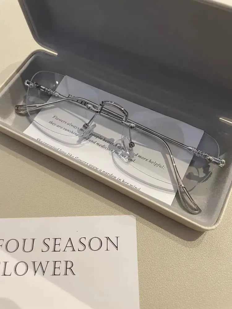 LumiView Square Rimless Anti Blue Light Glasses For Men And Women Reducing Eye Strain From Digital Screens
