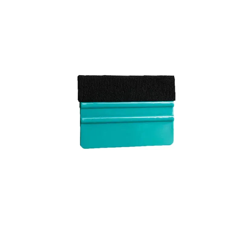Teal felt-edge squeegee with black felt blade for window tinting and vinyl wrap smoothing