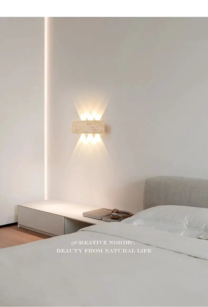 Wabi-sabi natural stone wall lamp; outdoor waterproof 12W LED wall light.