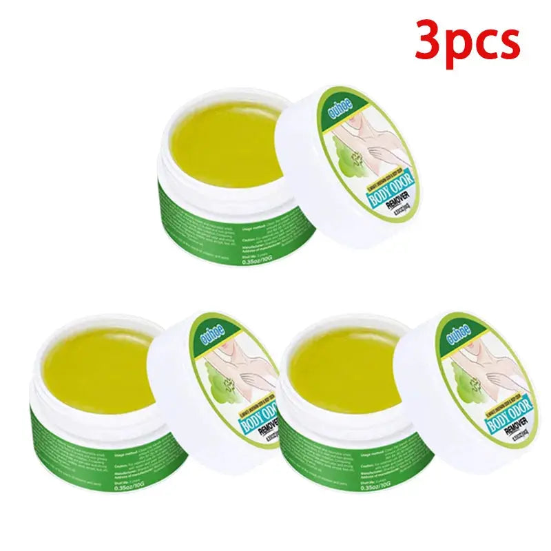 3pcs Simples Market natural plant extract underarm deodorant cream, yellow gel in green jars (10g each).