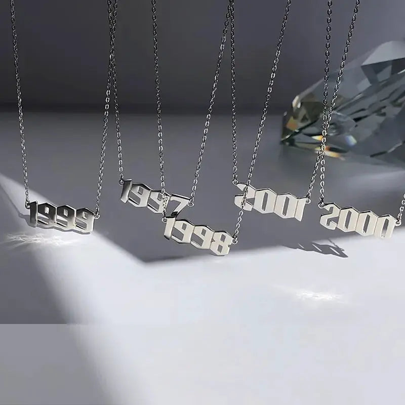 Stainless Steel Birth Year Necklace 1980 To 2021 For Women And Men Choker Date Number Pendant Jewelry Commemorative Gift