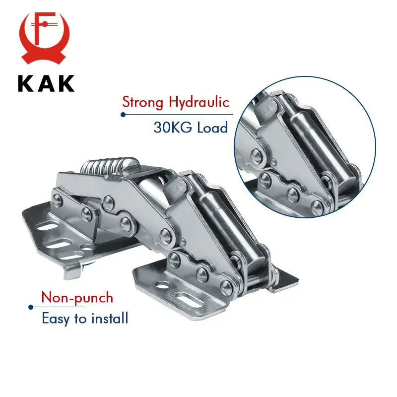 KAK hydraulic cabinet hinges pair with soft-close dampers, metal chrome finish, 30kg load