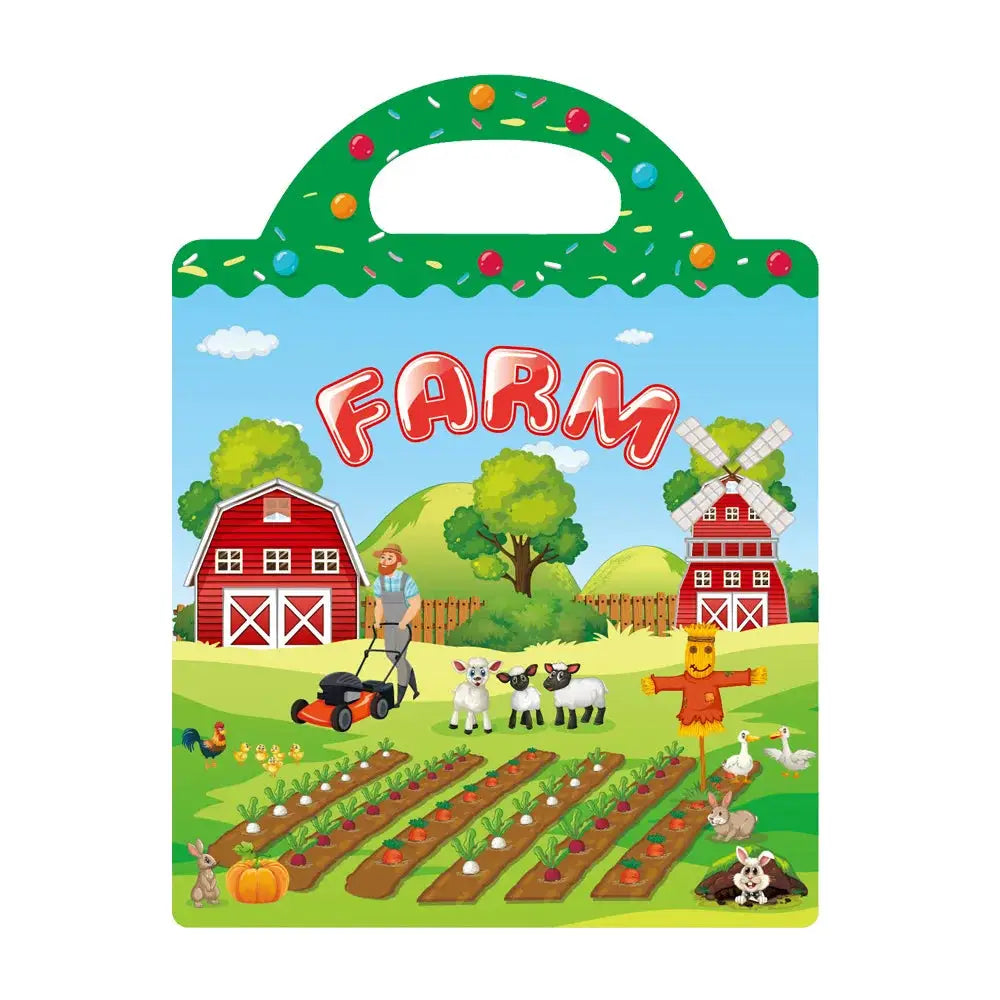 Reusable Scene Sticker Books For Kids Diy Puzzle Stickers Cartoon Animals Learning Cognition Toys Gift