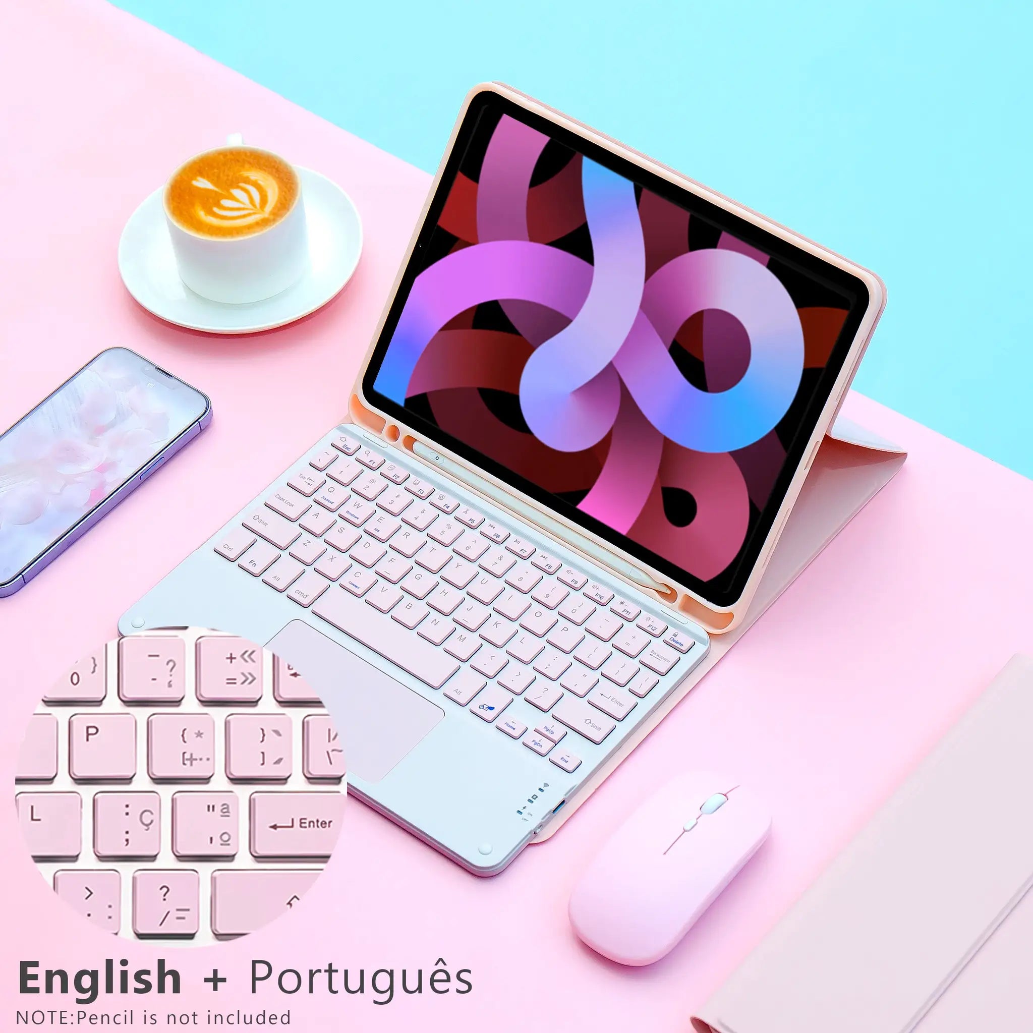 Magic Keyboard With Wireless Mouse Case For iPad 9th Gen 10.2 7th 8th Pro 11 Air M3 M4 All In One