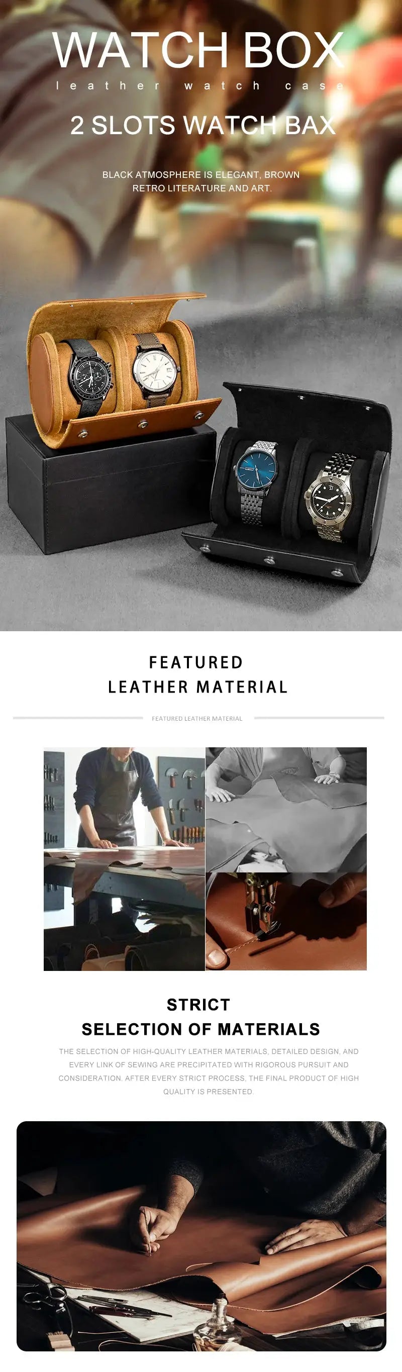 Embers Leather Watch Roll 1 2 3 slots Luxury Genuine Watch Storage Box Travel Bag Watch Case Gift Box Watch Pouch\]p;