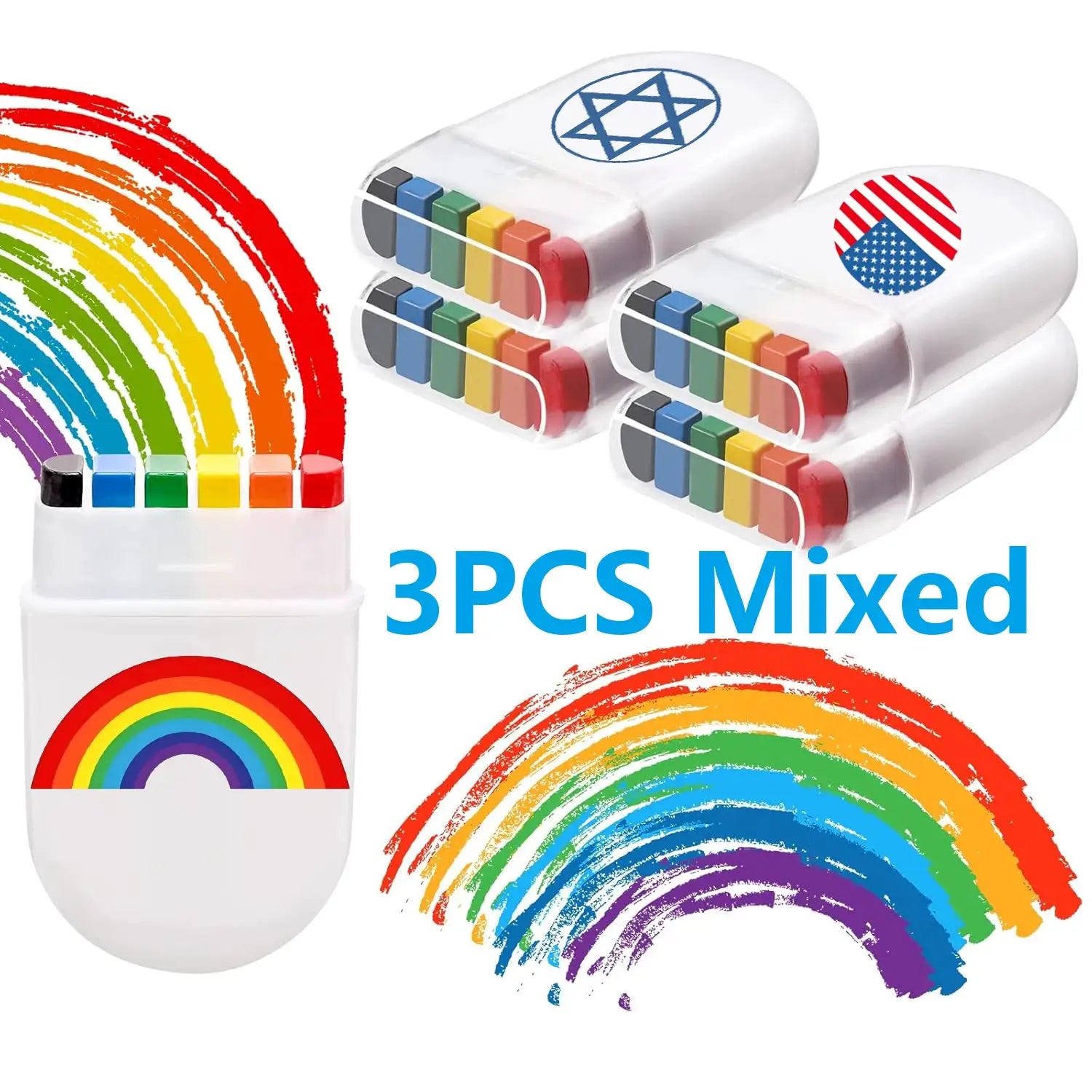 2 Pcs Rainbow Crayon Paint Color Set Oil Pastel Accessories For Birthday Party Christmas Halloween Gift