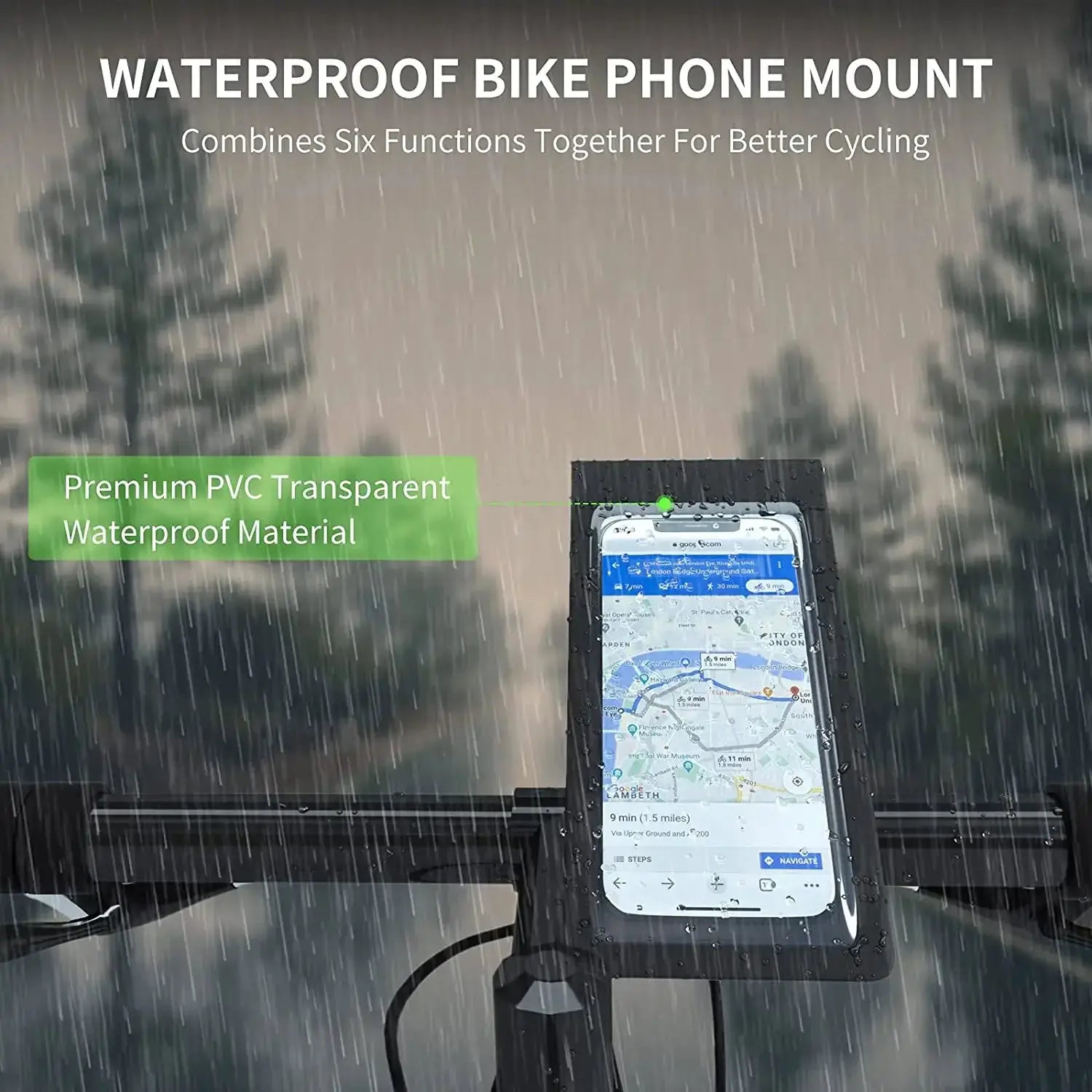 CycleGuard Waterproof Bicycle Phone Holder With TPU Touch Screen For 6.5 Inch Smartphones Full Screen Access