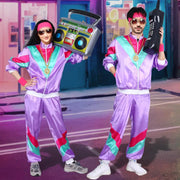 Kicpot Retro Tracksuit Jacket And Pants Set For Women Nostalgia Themed 80s 90s Hip Hop Costume For Parties