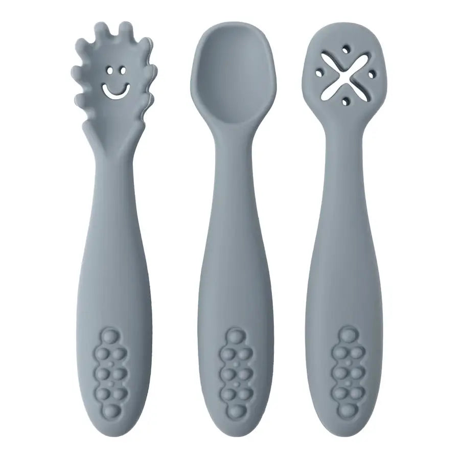 3 Piece Silicone Spoon and Fork Baby Utensils Set for Feeding Learn to Eat Training Soft Cutlery Children Tableware