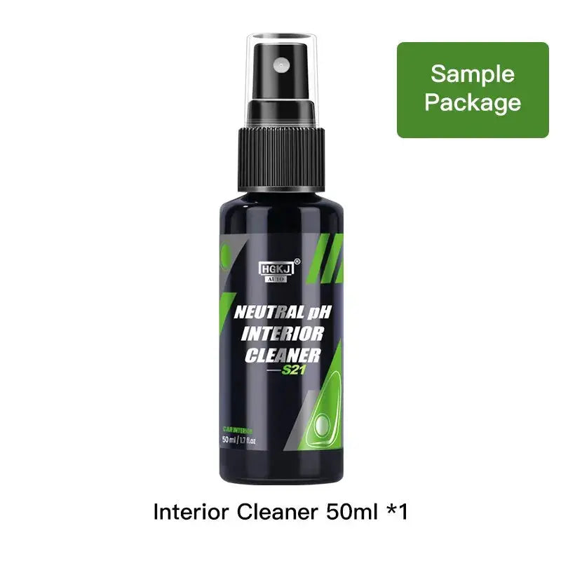 Interior cleaner spray bottle HGKJ S21, neutral pH car cleaner, 50 ml, black bottle with green graphics