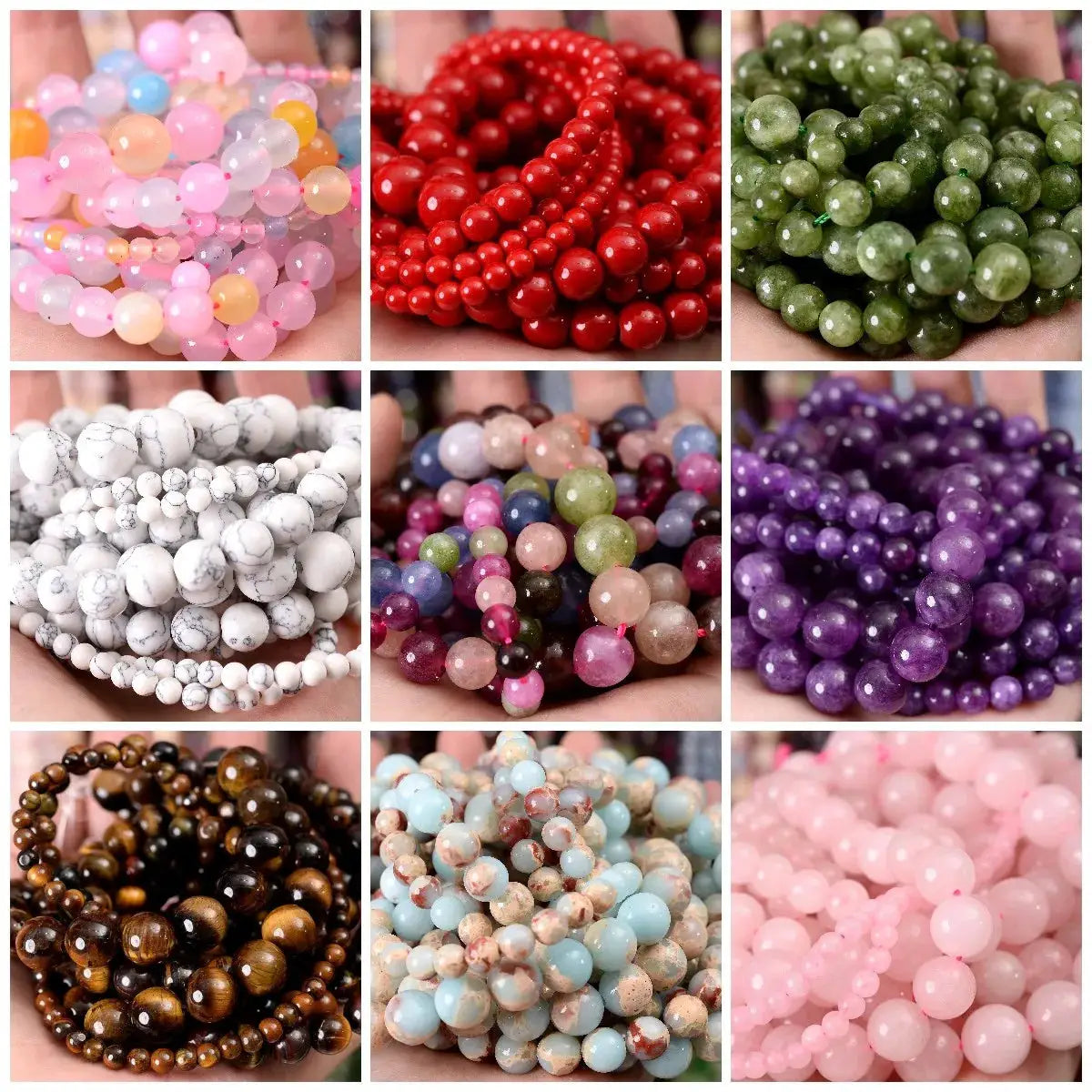 Natural Stone Beads Lava Jasper Tiger Eye Quartz Agate Round Beads 4 To 12mm For Jewelry Making DIY Bracelet Accessories