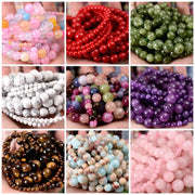 Natural Stone Beads Lava Jasper Tiger Eye Quartz Agate Round Beads 4 To 12mm For Jewelry Making DIY Bracelet Accessories