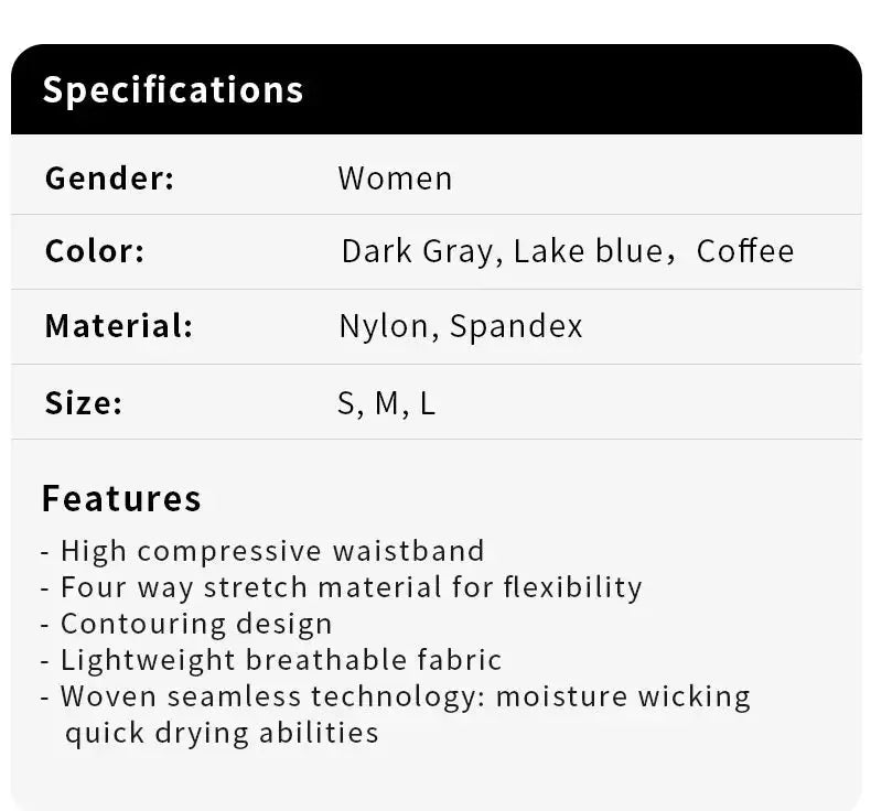Simples Market women's high-waist leggings; nylon-spandex, breathable, four-way stretch; dark gray, coffee.