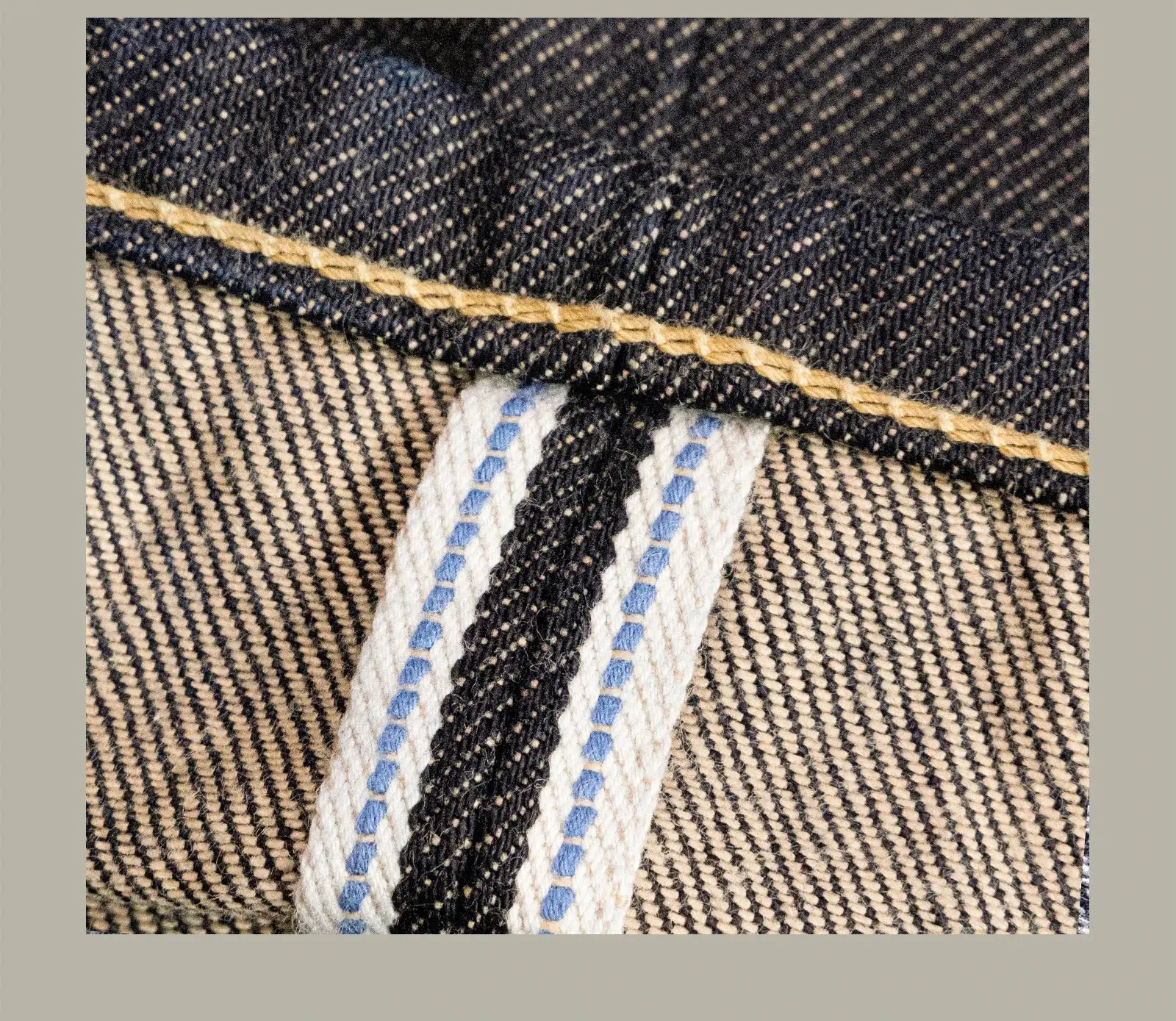 Red Tornado American jeans with selvedge denim and blue-stitch tape detail