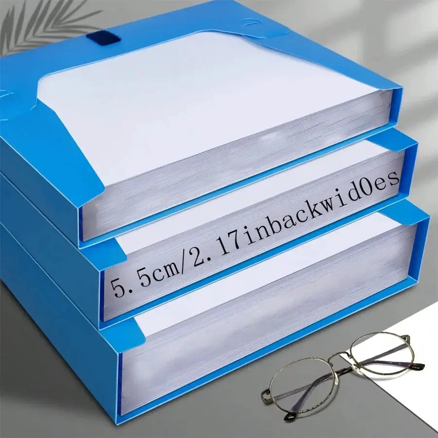 Foldable A4 file folders, blue, Simples Market, large-capacity PP document storage, 3-pack