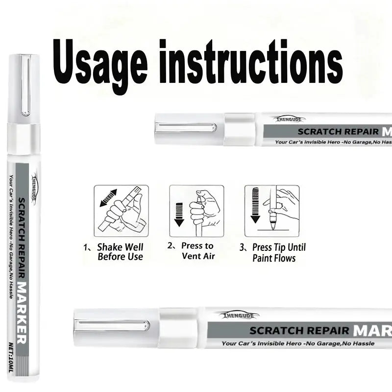 Car Scratch Repair Pen (white) for DIY car touch-ups; easy to use, long-lasting, non-fading.
