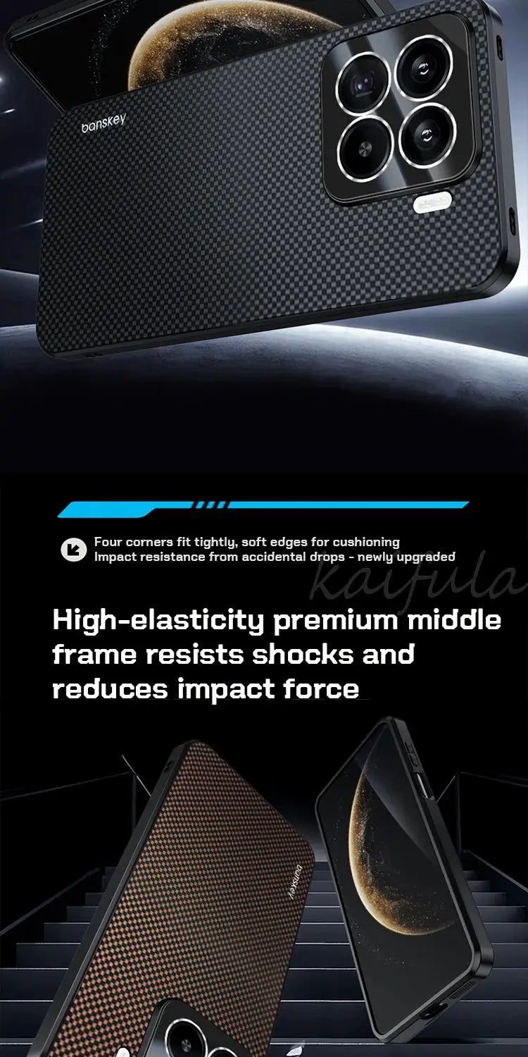 Carbon fiber pattern phone case for Xiaomi Mi 15T/14T Pro by Simples Market with shockproof camera bumper