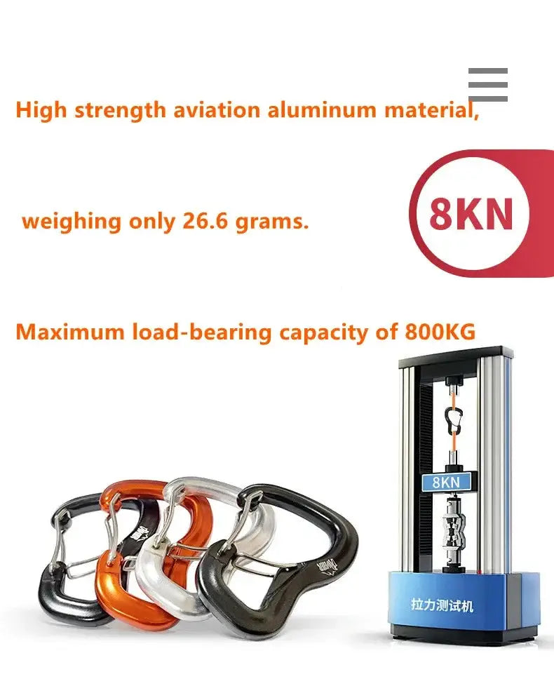 Simples Market outdoor hammock double-locking aluminum carabiner set in assorted colors with 8KN load-test machine