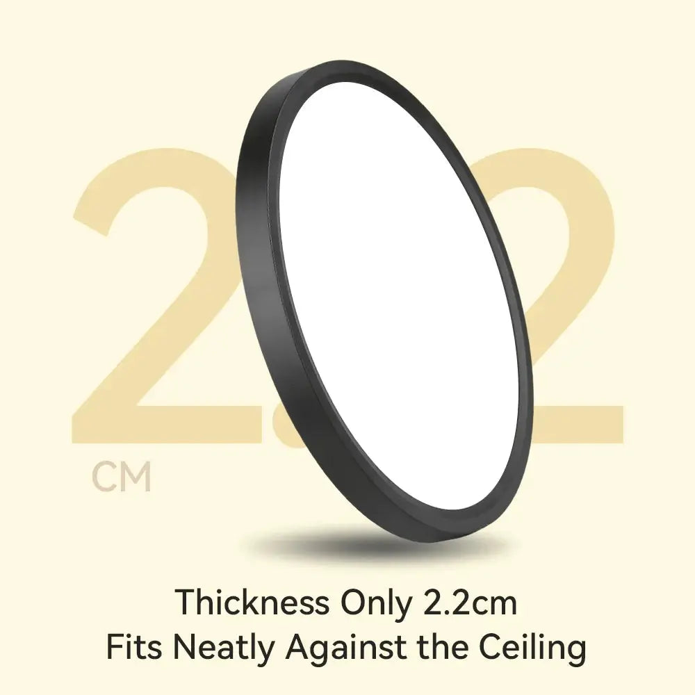 Round black LED ceiling lamp panel, ultra-thin 2.2cm, 220V for home use