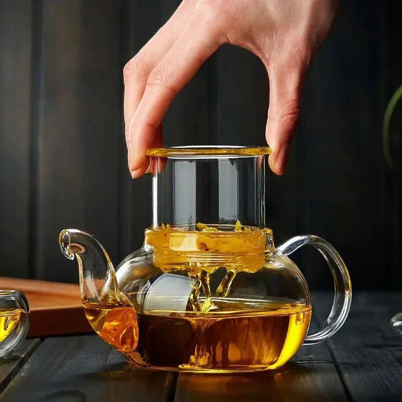 CrystalBloom Glass Teapot 400ml And 1000ml, Filterable, Heat Resistant Borosilicate Teapot For All Teas