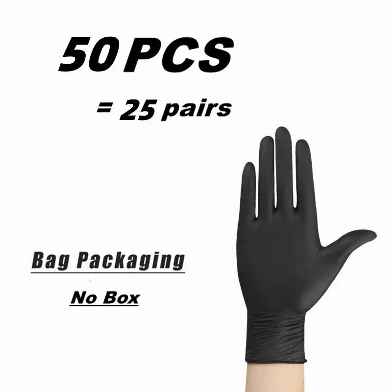 Black nitrile disposable gloves, 50 pcs bag packaging, latex-free, textured