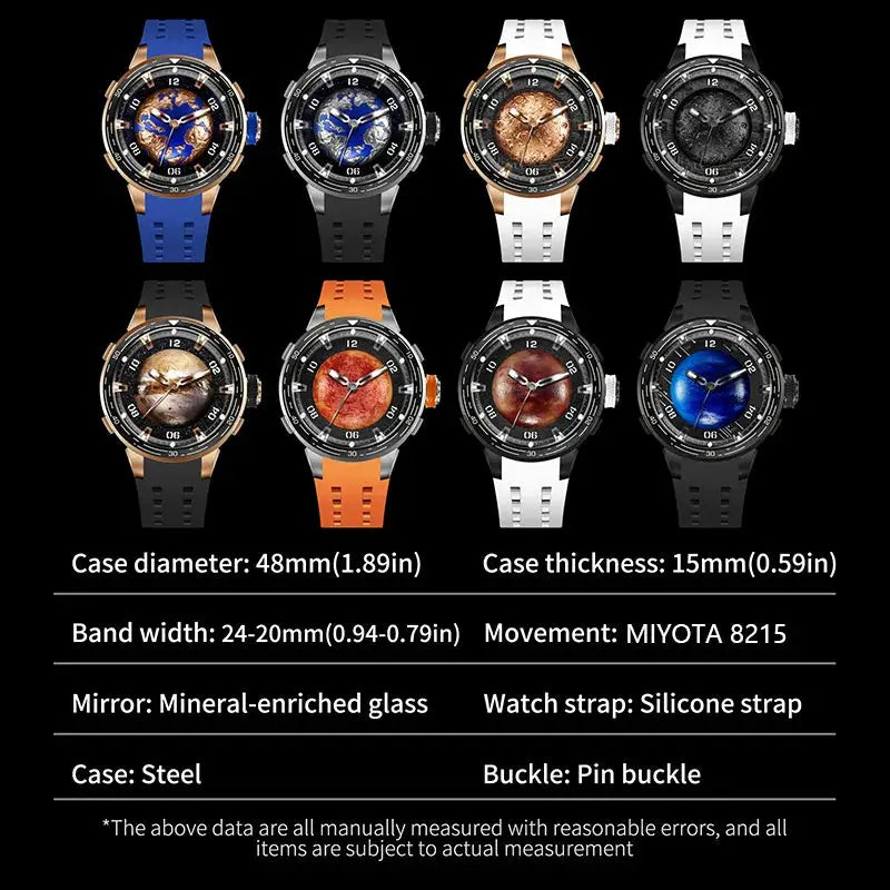 PINDU Design Planet Series mechanical watches by Simples Market; eight colorways with silicone straps and steel cases